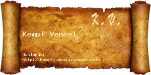 Kempf Vencel névjegykártya